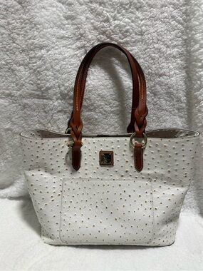 Dooney & Bourke White Tammy Tote with Leather Handles
